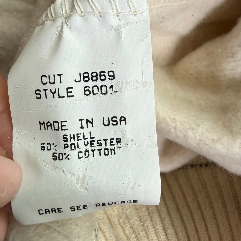 Swingster Vintage Mens‎ V-Neck Sweatshirt Cream Collegiate Striped Large USA